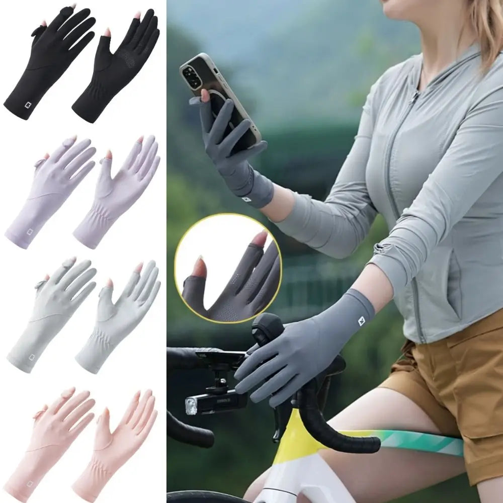 Ice Silk Women's UV Protection Gloves – Breathable & Cooling Sun Protection Gloves Qme