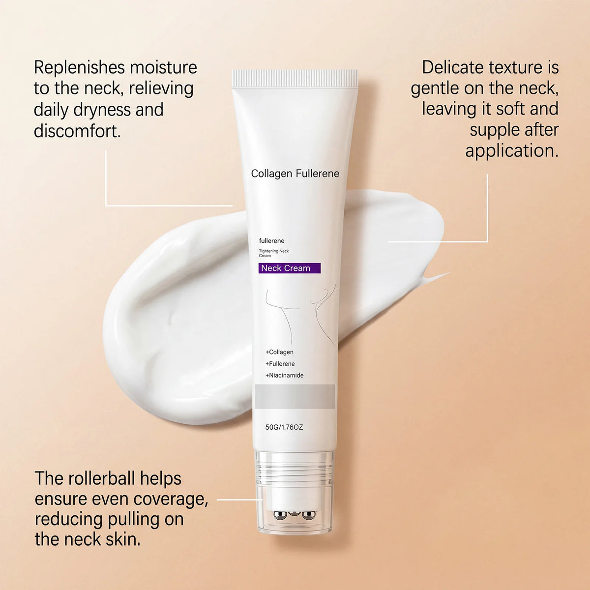 Collagen Neck Cream Roller – Moisturizing & Firming 50g Neck Cream Qst