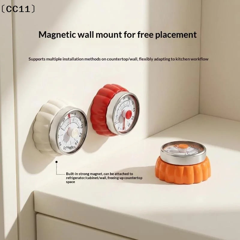 Pumpkin Mechanical Kitchen Timer – Battery-Free 60-Min Countdown Mechanical Kitchen Timer Qme