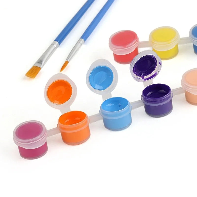 12-Color Acrylic Paint Set with Brushes – DIY Gypsum Doll Kit Acrylic Paint Set Qme