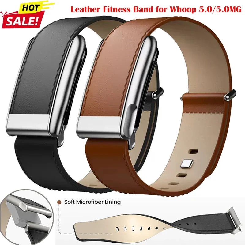 Leather Replacement Strap for WHOOP 5.0 – Soft & Breathable Fitness Tracker Band Qme