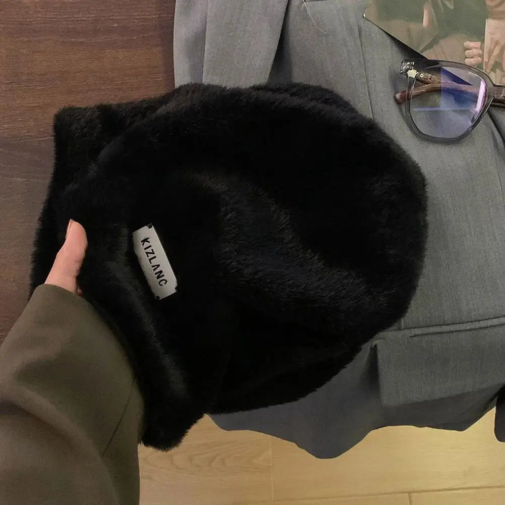 Women's Plush Fleece Baggy Beanie Hat – Warm Winter Skullcap Fleece Beanie Hat Qme