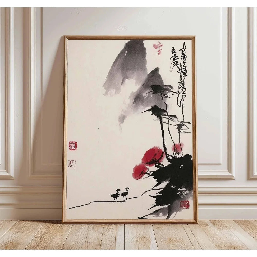 Retro Japanese Koi & Tree Canvas Wall Art – Unframed Print Canvas Wall Art Qst ZWD31935 40x50cm Unframed