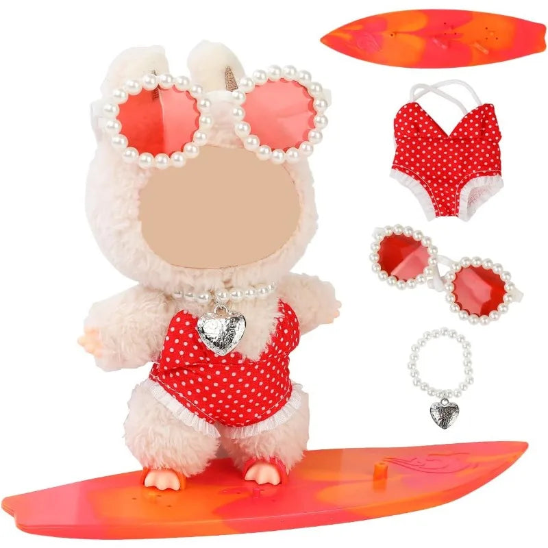 Labubu 4-Piece Summer Beach Doll Costume Set | No Doll Doll Costume Set Qme