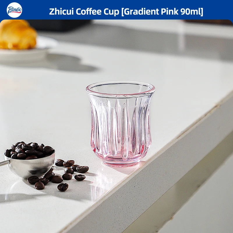 Bincoo Retro Glass Coffee Cup – Espresso Latte 90–400ml Glass Coffee Cup Qst Gradient Pink 90ml