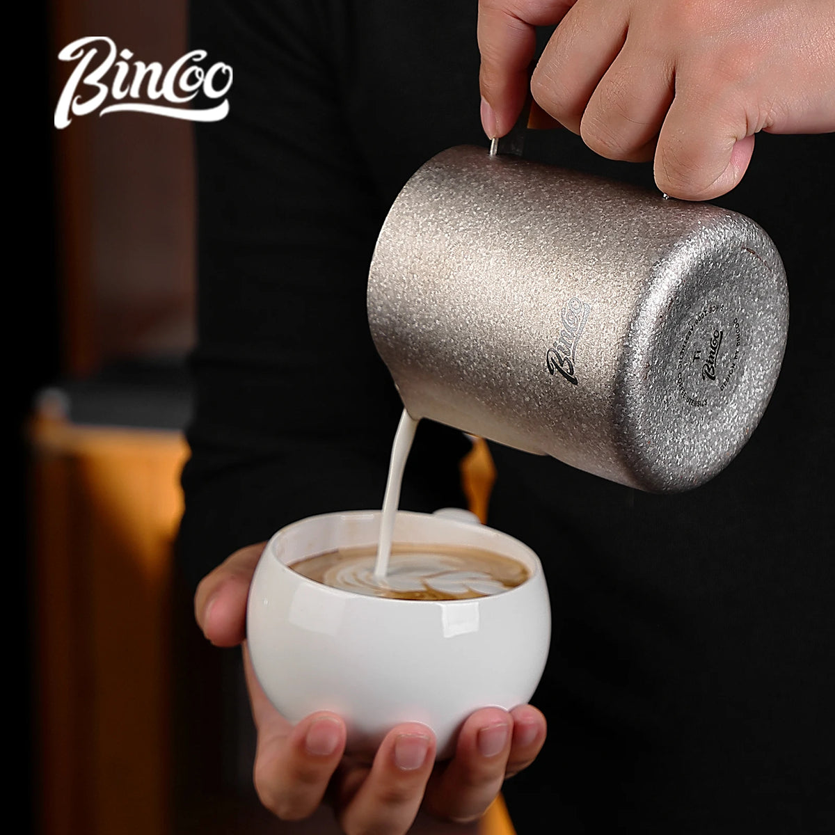 Bincoo Pure Titanium Milk Frothing Pitcher – Latte Art Jug Milk Frothing Pitcher Qst