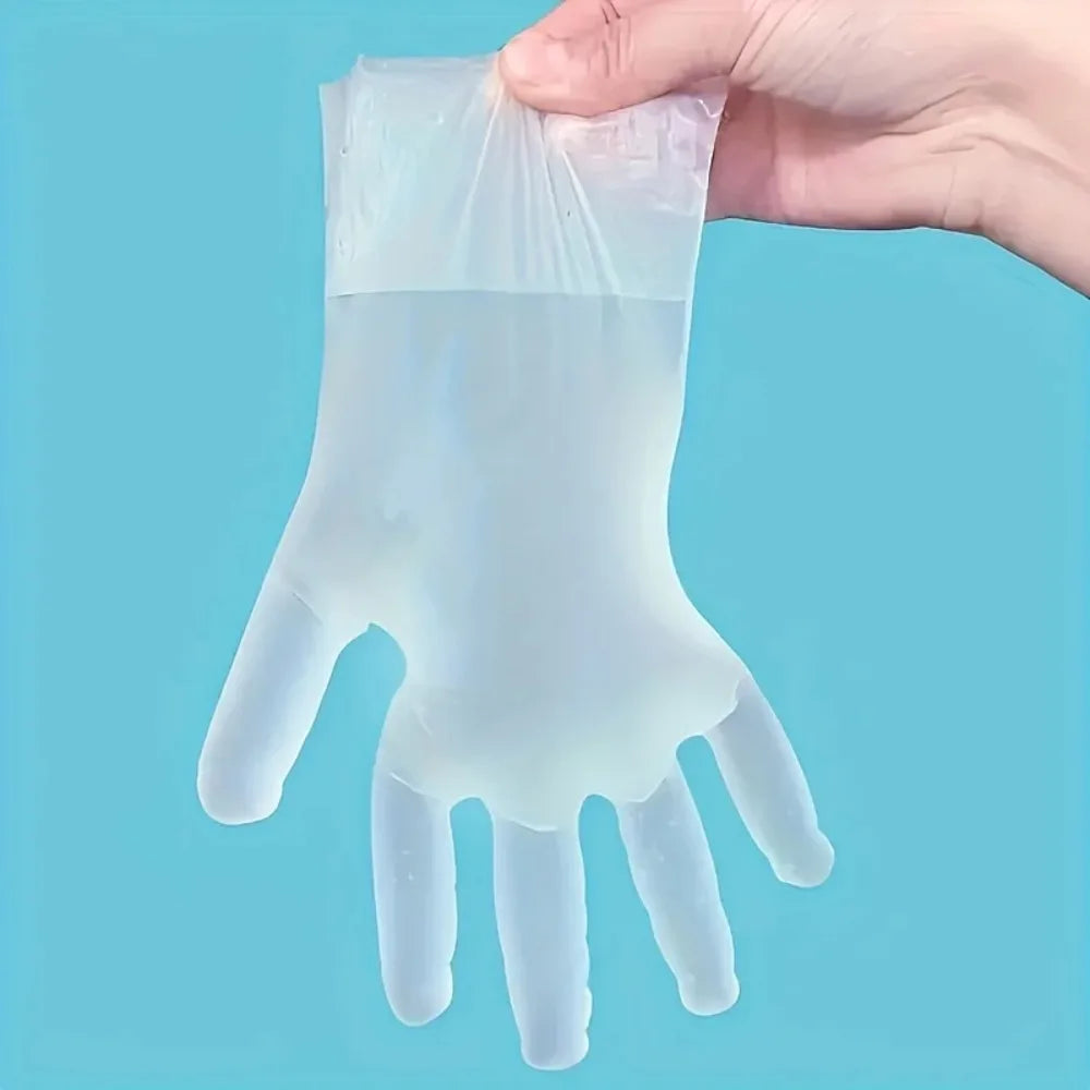 Clear PE Food Safe Gloves – Reusable, 100 Pack, One Size Food Safe Gloves Qme