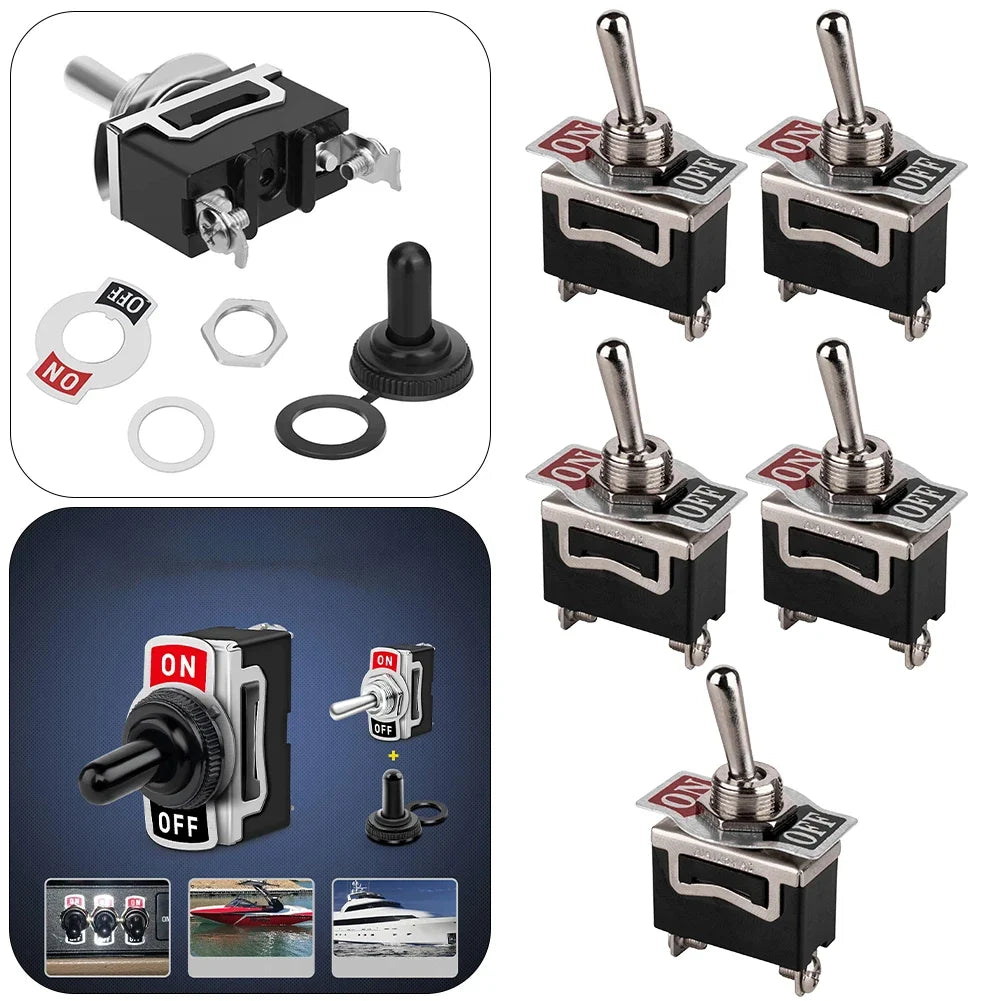 SPST Waterproof Rocker Switch 2-Pin Heavy Duty Toggle & Boot Cap Waterproof Rocker Switch Qme