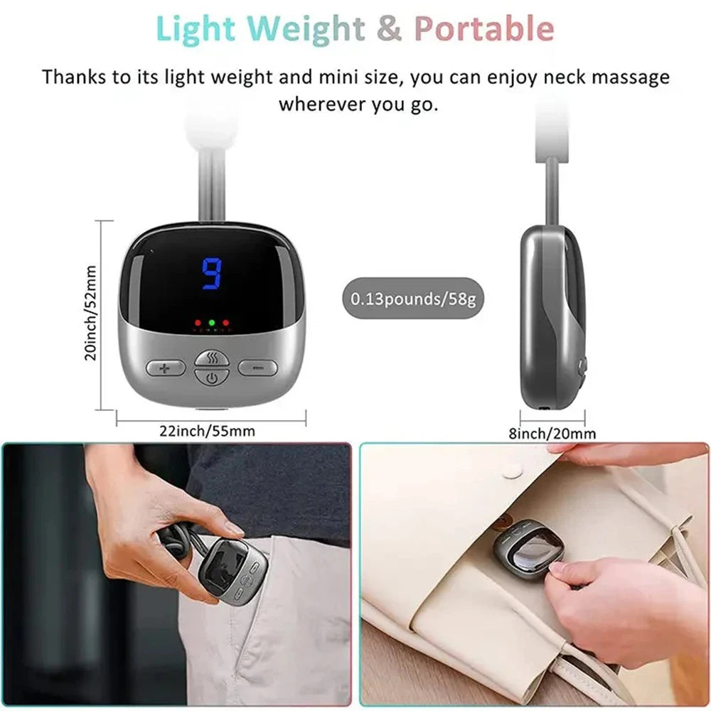 Vilnason Mini Hanging Neck Massager – Heat, 4 Modes, 9 Speeds Neck Massager Qst