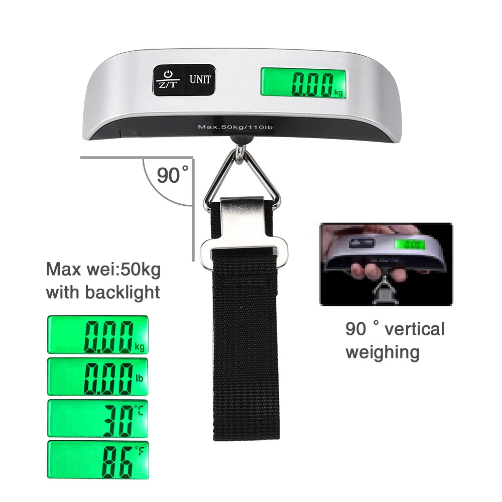 Portable Digital Luggage Scale 110lb/50kg – LCD Hanging Scale Digital Luggage Scale Qst