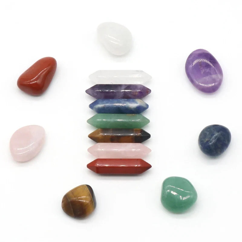 Seven Chakra Natural Crystal Gemstone Ornaments & Gift Set Crystal Gemstone Ornament Qme