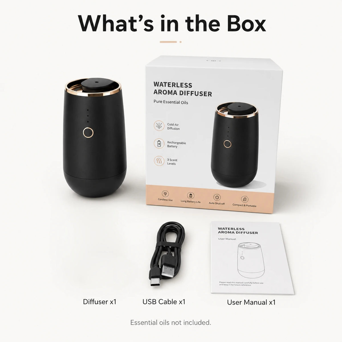 Waterless Cordless Essential Oil Diffuser – Car & Home Essential Oil Diffuser Qst