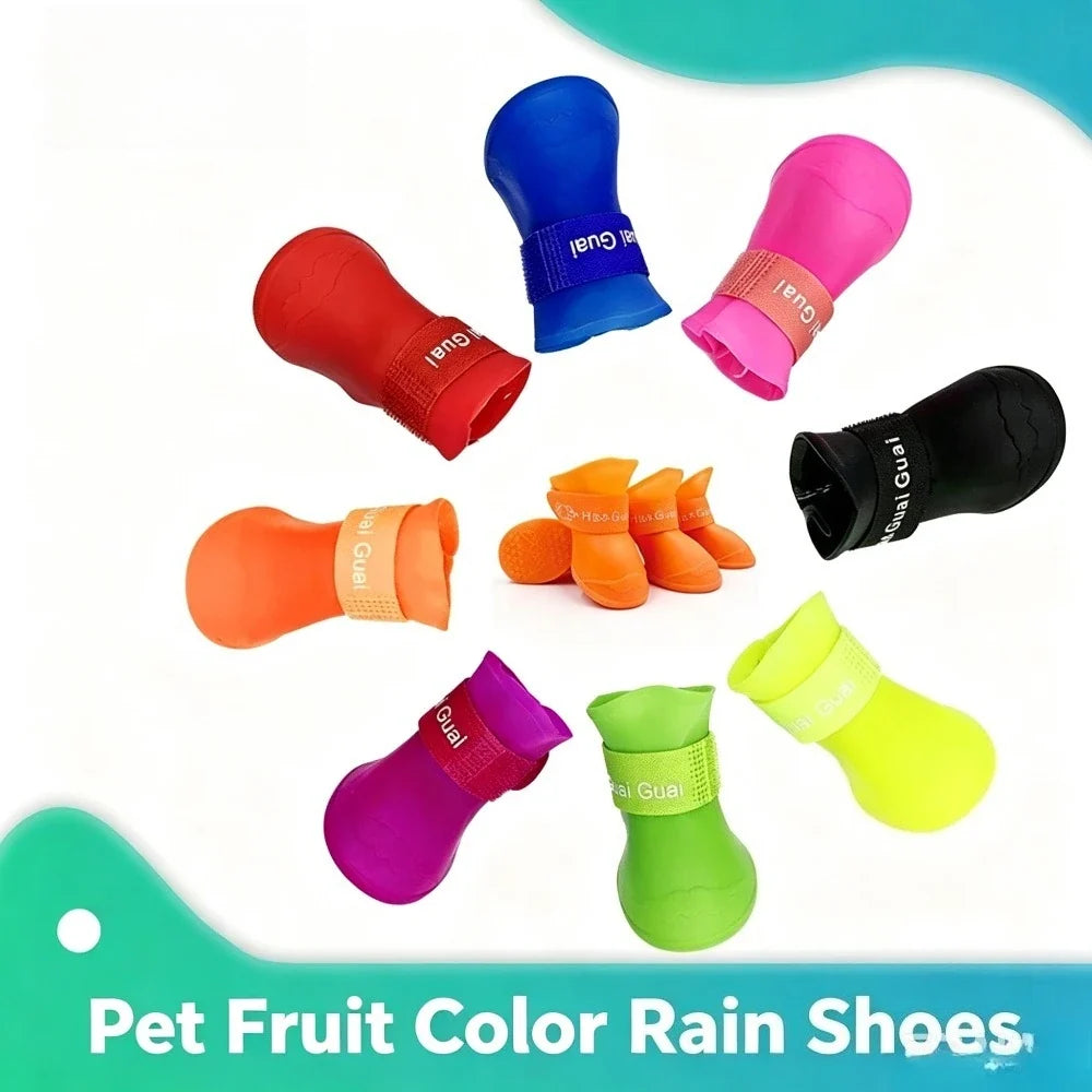 Waterproof Silicone Dog Rain Boots | Anti-Slip Pet Shoes Dog Rain Boots Qme