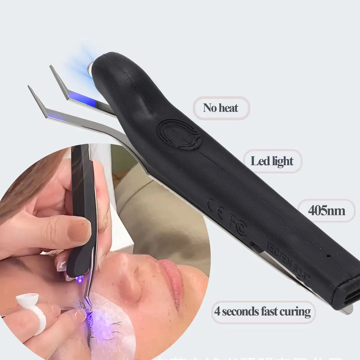 Cordless Lash Tweezer Curing Light – Mini Silicone UV LED Lamp Lash Curing Light Qst