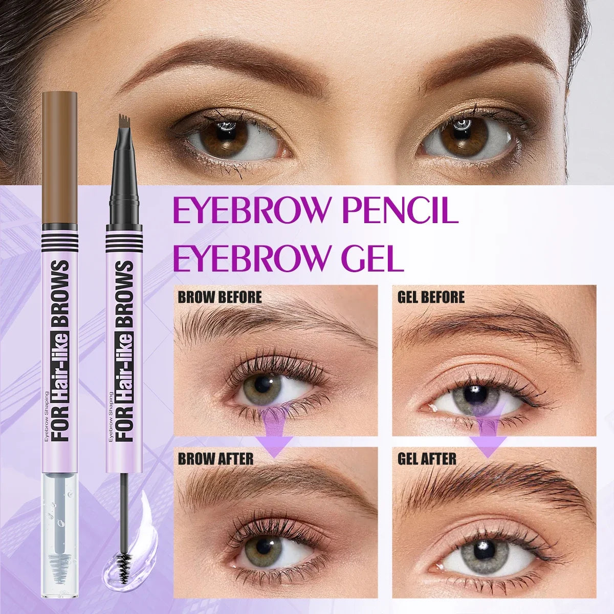 Qme Double-Ended Waterproof Eyebrow Pencil – 5 Shades Eyebrow Pencil Qme