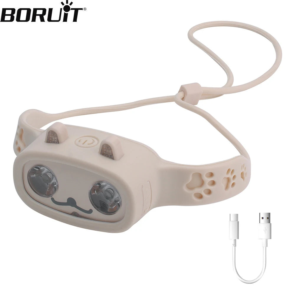 BORUiT Kids LED Headlamp USB Rechargeable 4-Mode Waterproof LED Headlamp Qst