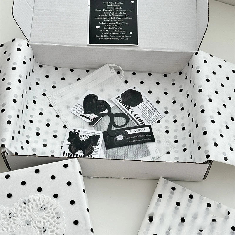 Black Polka Dot Flower Bouquet Wrapping Paper 50x50cm Flower Wrapping Paper Qme 50x50cm onesize