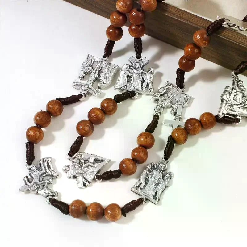 St. Benedict Catholic Cross Pendant Necklace – Black Stone Pendant Necklace Qme