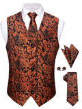 Men's Paisley Vest Tie Pocket Square & Cufflinks Set Formal Accessory Set Qme MJTZ9085 L
