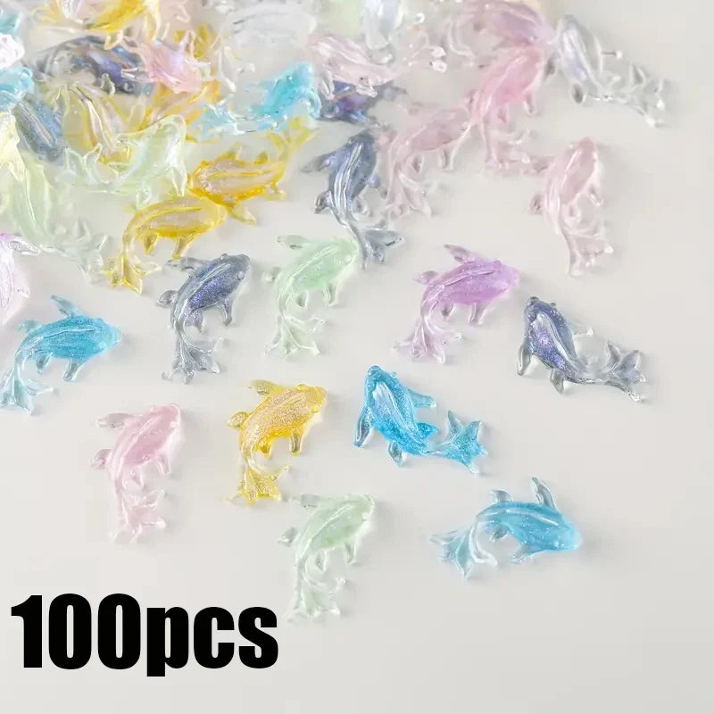 Mini Goldfish Resin Charms – Nail Art & DIY Jewelry Decor Nail Art Charms Qme 100pcs random