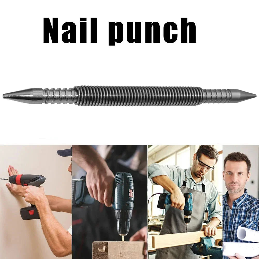 Spring-Loaded Hammerless Nail Punch Set – Double Head Center Pin Tool Pin Punch Tool Qme
