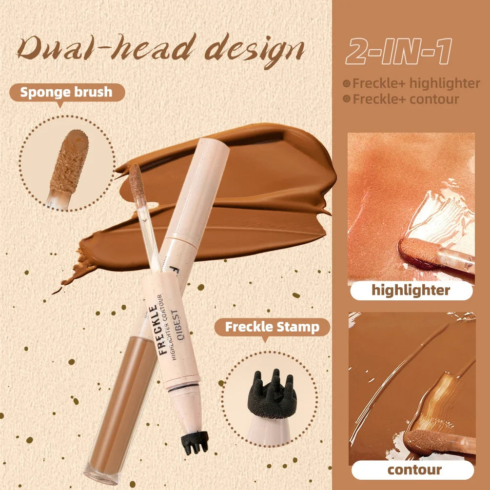 QIBEST Double-Ended Freckle Pen & Highlighter – Matte Finish Freckle & Highlight Pen Qme