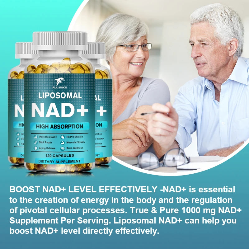 FULIMIKS Liposomal NAD+ 1000mg Capsules – 120ct, Made in USA NAD+ Supplement Qst