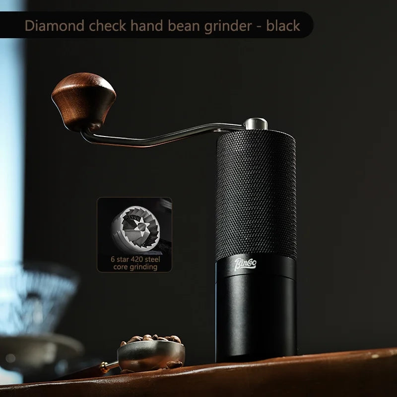 BINCOO Manual Coffee Grinder – Titanium Burr Hand Mill Manual Coffee Grinder Qst Black