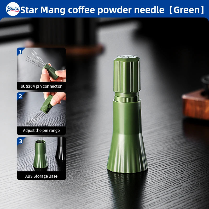 Bincoo WDT Espresso Distributor – Rotating Needle Tool Espresso Distributor Tool Qst Green