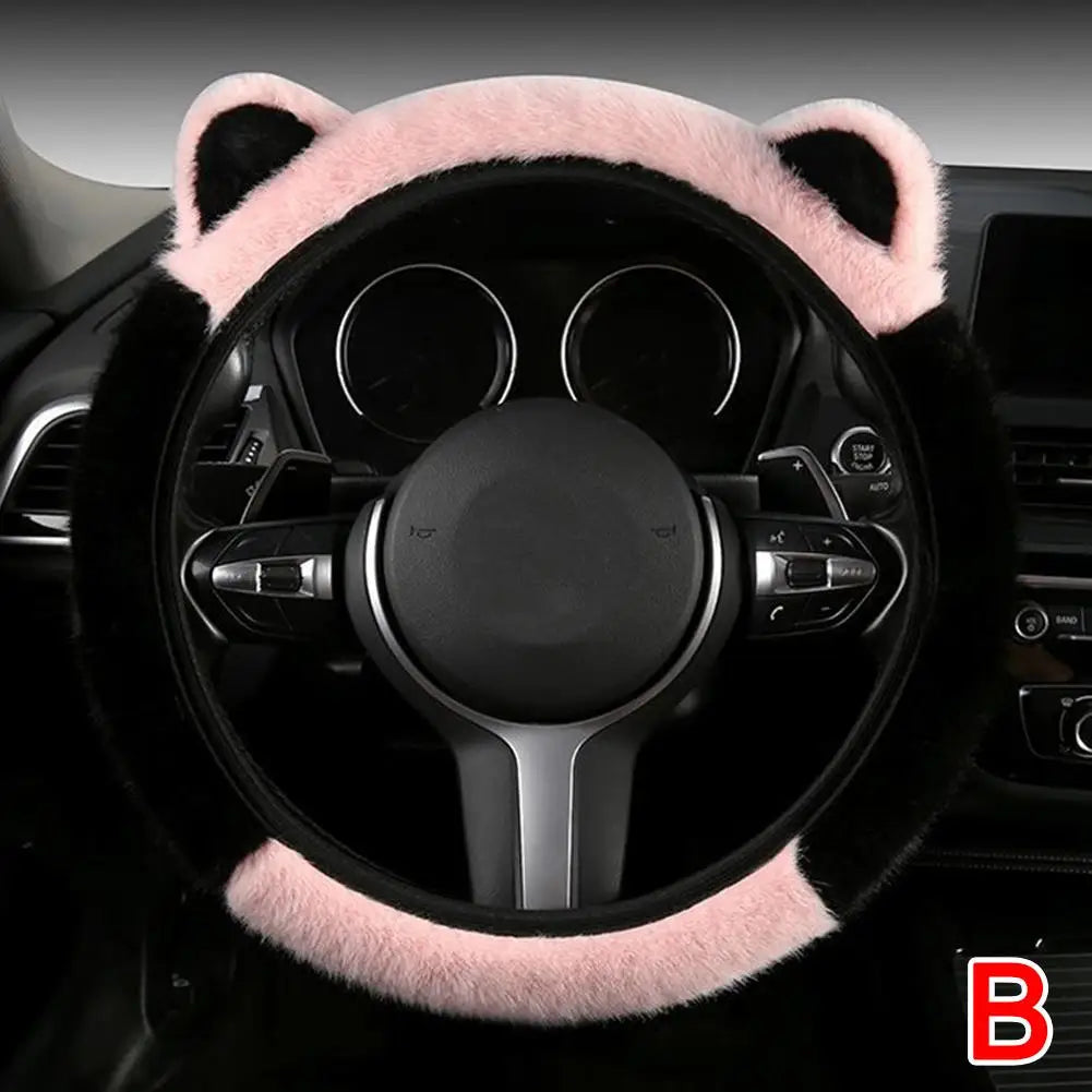Winter Plush Steering Wheel Cover – Non-Slip Universal Fit Steering Wheel Cover Qme B