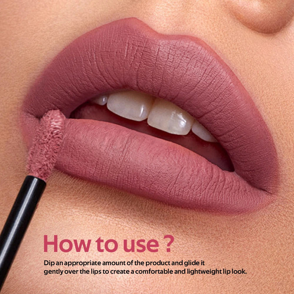 Lakerain Velvet Matte Lip Gloss – Waterproof Long-Lasting Lip Glaze Matte Lip Gloss Qst