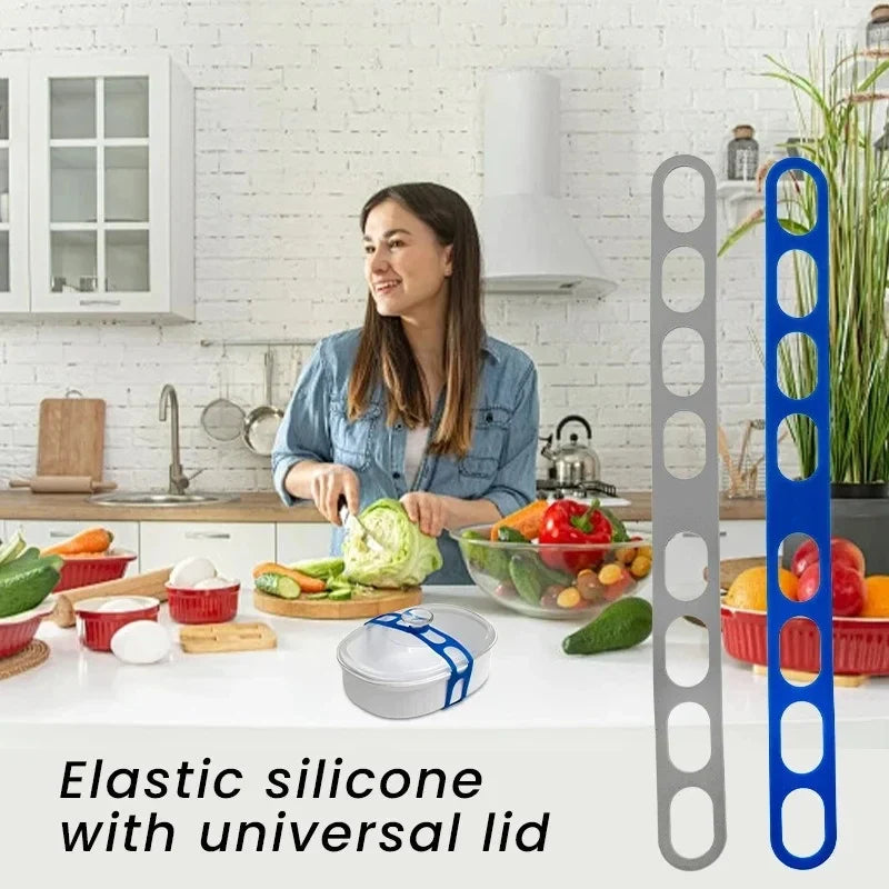 Reusable Silicone Lid Strap – Universal Elastic Fixing Band Silicone Lid Strap Qme