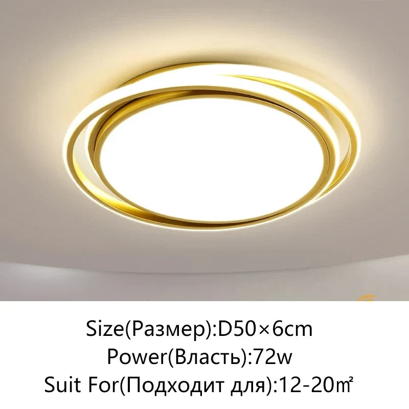 Modern LED Ceiling Light – Bedroom, Dining & Living Room LED Ceiling Light Qme Golden-Round 3 Colors No Remote