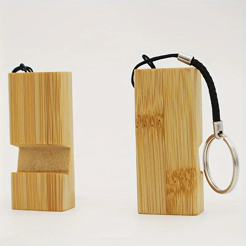 Bamboo Wood Phone Stand Keychain | Mini Portable Cell Holder Keychain Phone Stand Qme