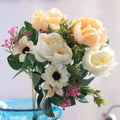Silk Peony & Baby's Breath Artificial Flower Bouquet Artificial Flower Bouquet Qme Yellow