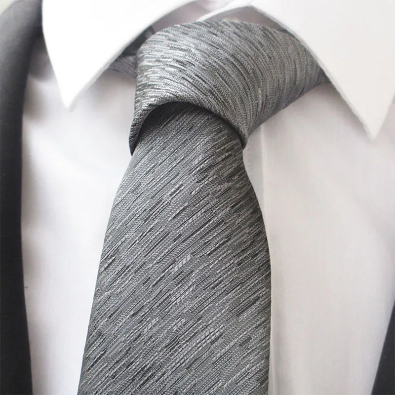 Wide Jacquard Twill Necktie | Classic Formal Polyester Tie Formal Necktie Qme GRAY