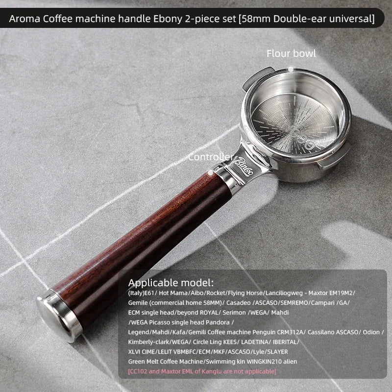 Bincoo Walnut Bottomless Portafilter 58mm – Open Espresso Handle Bottomless Portafilter Qst Ebony 58mm 2pcs setD
