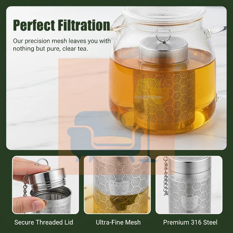316 Stainless Steel Tea Infuser – Ultra Fine Mesh & Chain Tea Infuser Qme
