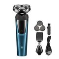 Men's Rechargeable Rotary Electric Shaver – 4D Floating Heads Electric Rotary Shaver Qst blue
