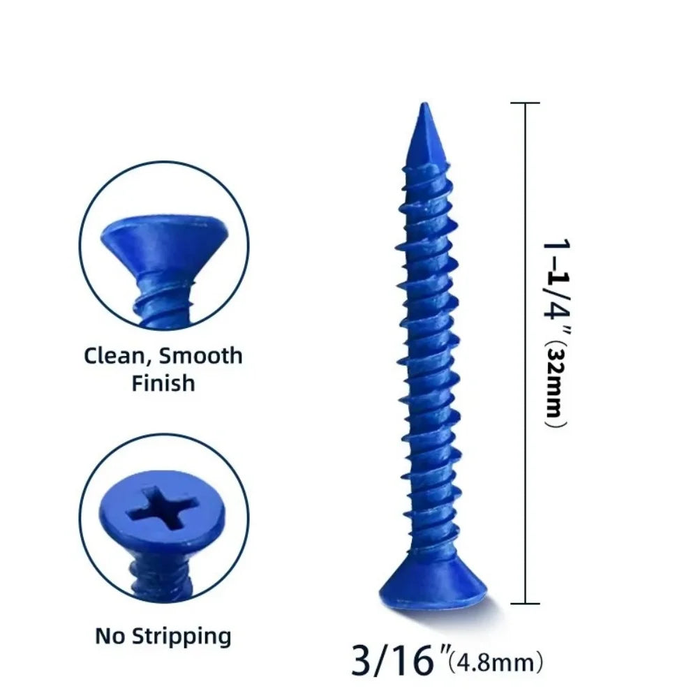 100-Pack Countersunk Masonry Screws | Heavy-Duty 4.8x32mm Masonry Screws Qme