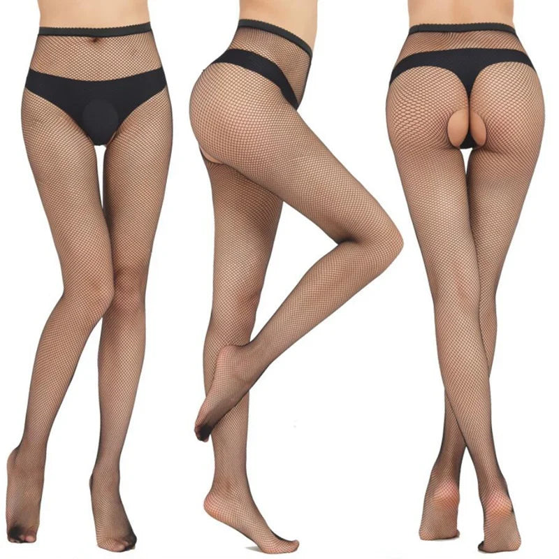 Women's Hollow Out Fishnet Open Crotch Pantyhose | 4 Colors Fishnet Pantyhose Qme B