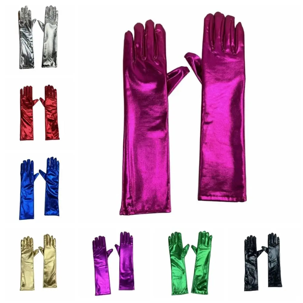 Women's Shiny Patent Leather Long Gloves – Sun Protection Long Fashion Gloves Qme