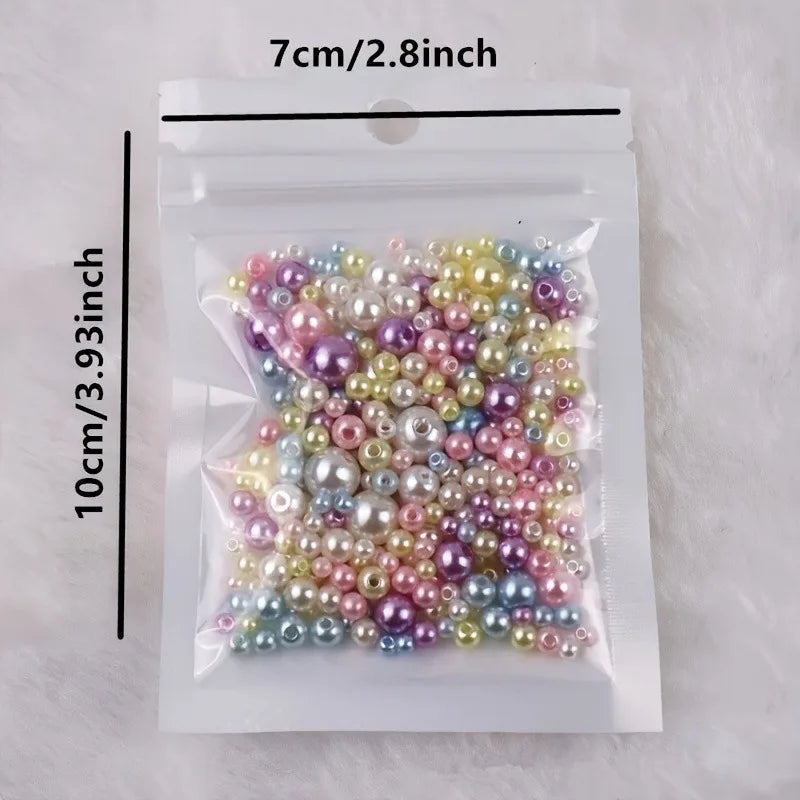 150pcs Pearl-Like Double-Hole Round Beads for DIY Jewelry Craft Beads Qme