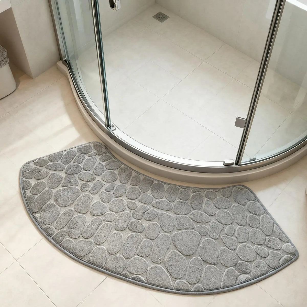 Soft Cotton Bathroom Rug | Curved Washable Absorbent Mat Bathroom Rug Qme