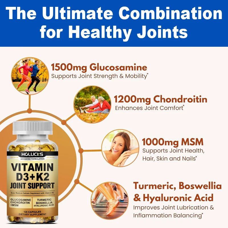 HOLUCKS Joint Support – Glucosamine, Chondroitin & MSM 120ct Joint Support Supplement Qst
