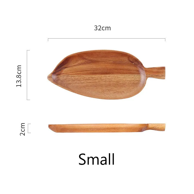 Wooden Leaf Serving Plate – Waterproof Tray for Steak & Sushi Wooden Serving Tray Qst S