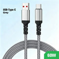PD 60W USB-C Nylon Braided Fast Charging Cable | Qme USB-C Charging Cable Qme Grey USB to Type-C 3 meter