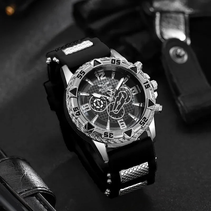 Mixed Bar Scale Dial Silicone Quartz Watch – 5 Colors Silicone Quartz Watch Qme