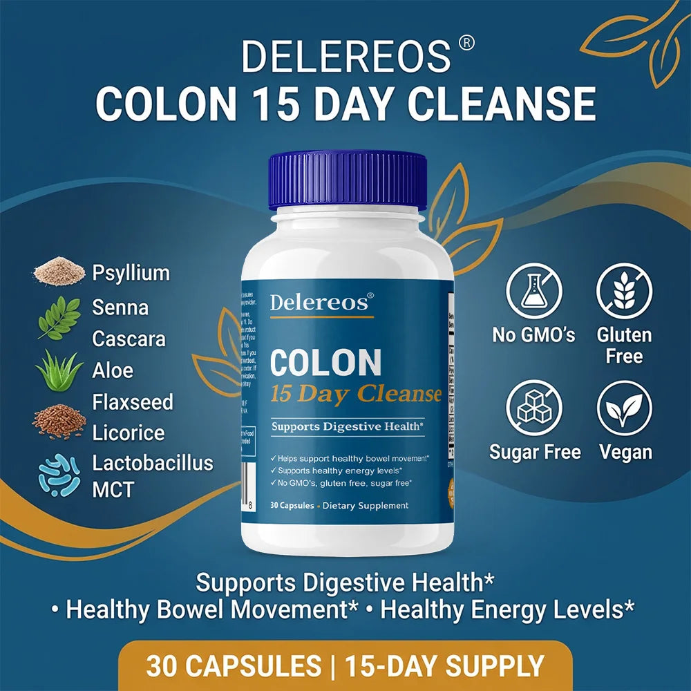 15-Day Colon Cleanse Capsules – Psyllium Husk & Senna Digestive Supplement Qst