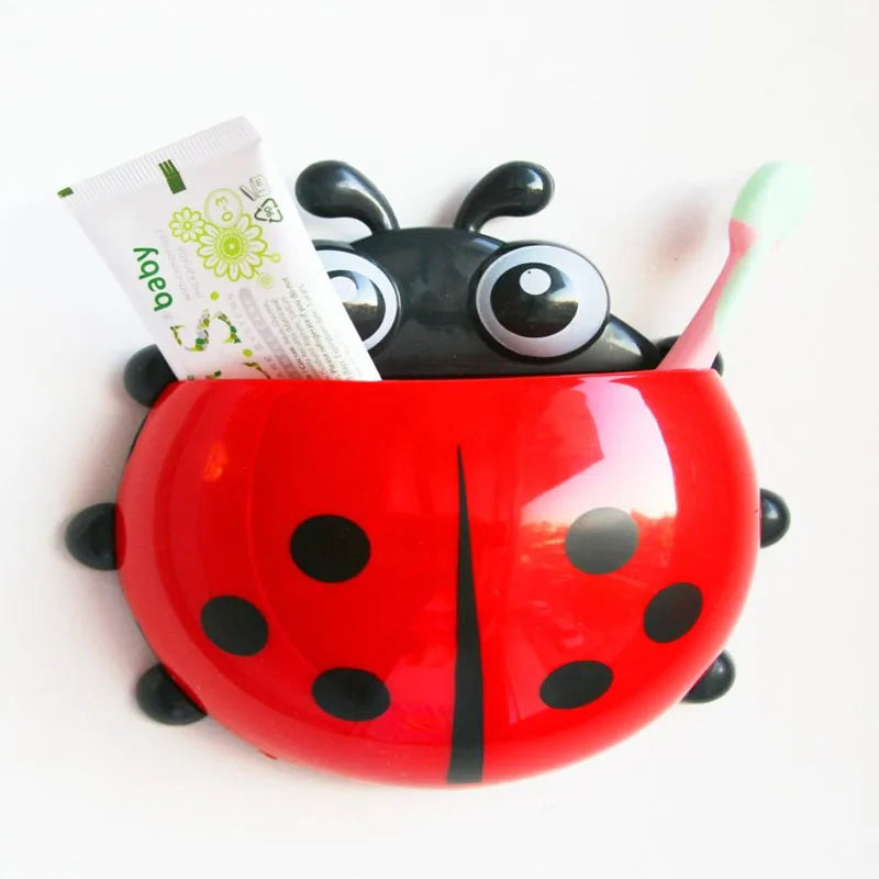 Ladybug Toothbrush Holder Suction Cup | No-Drill Bathroom Rack Toothbrush Holder Qme